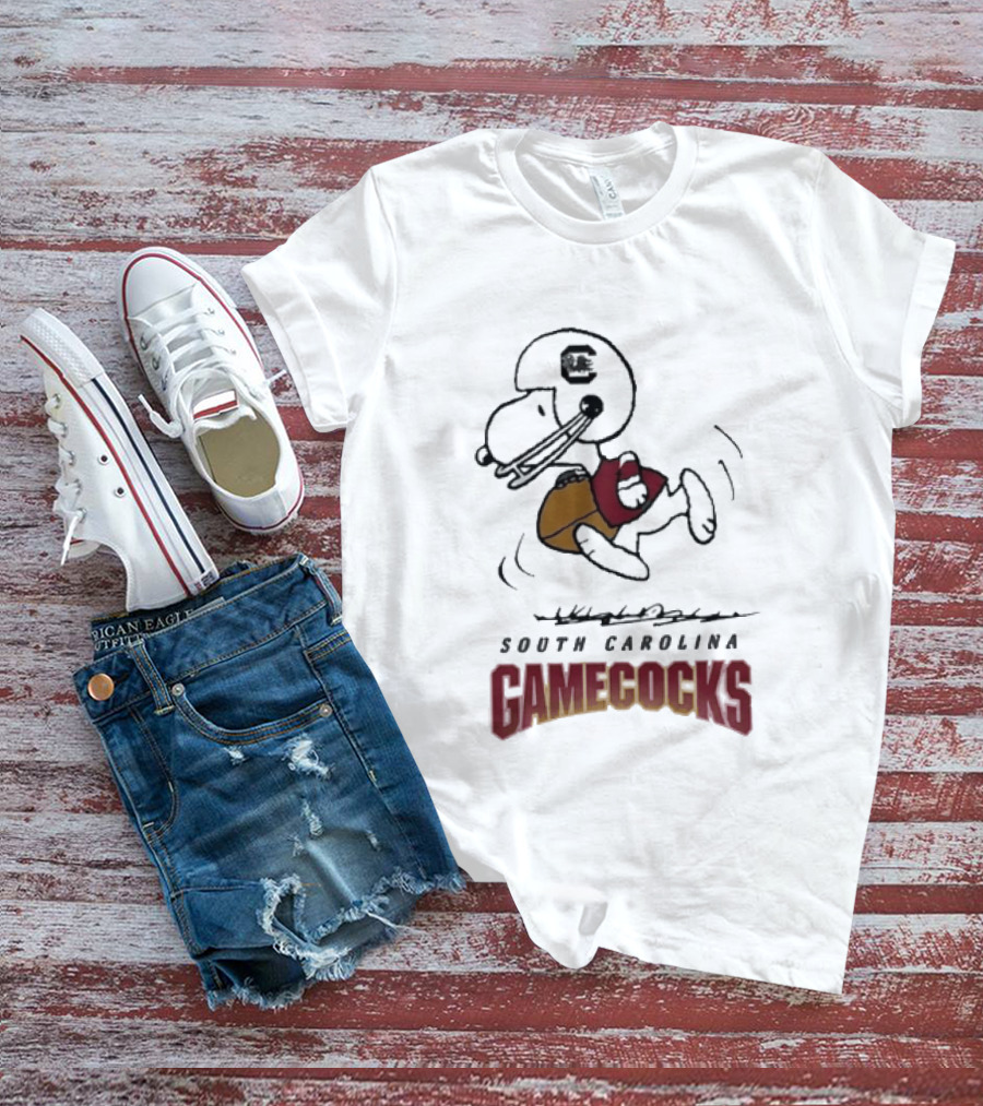 South Carolina Gamecocks Peanuts Snoopy Football T-Shirt