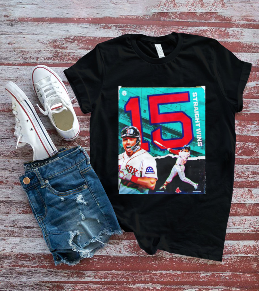 Boston Red Sox 15 Straight Wins Moose Mutual Collaboration T-Shirt