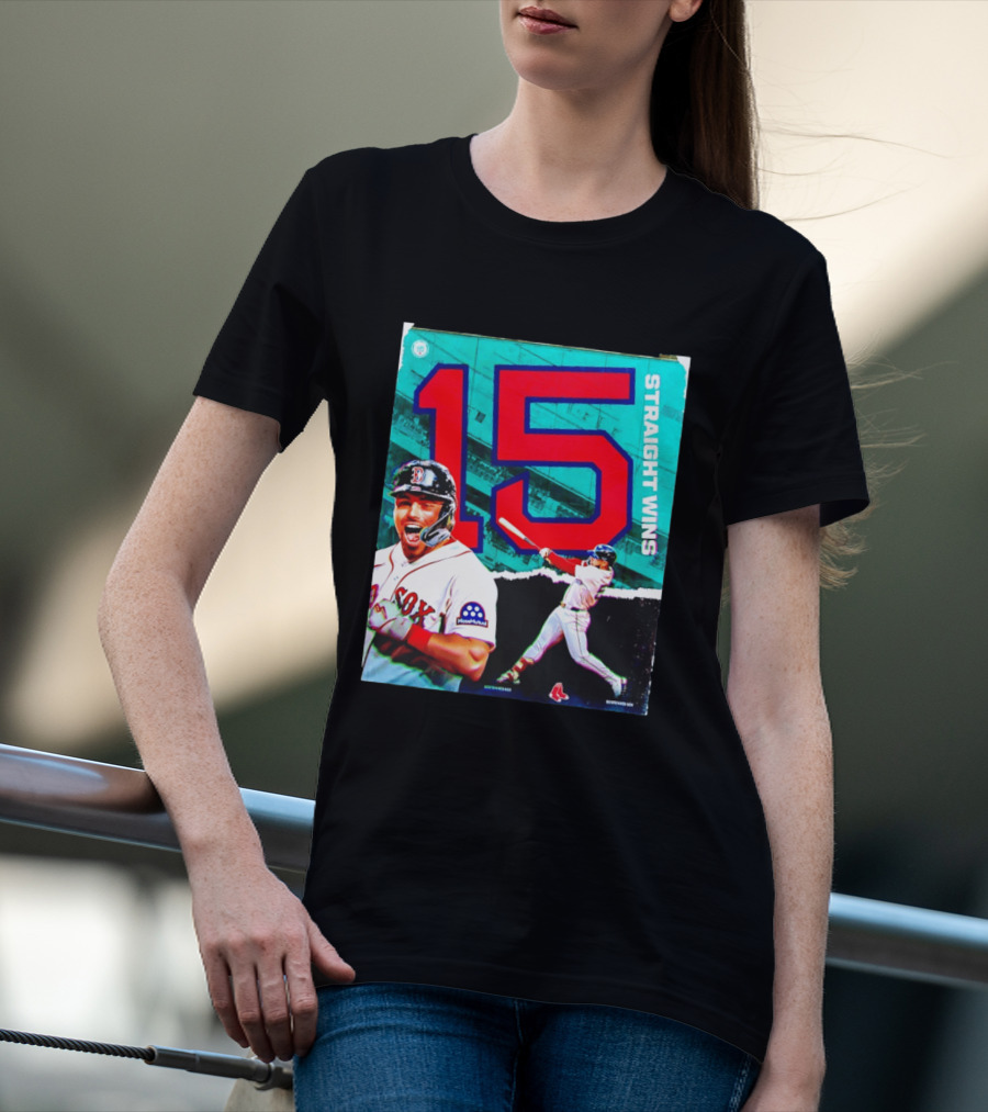Boston Red Sox 15 Straight Wins Moose Mutual Collaboration T-Shirt