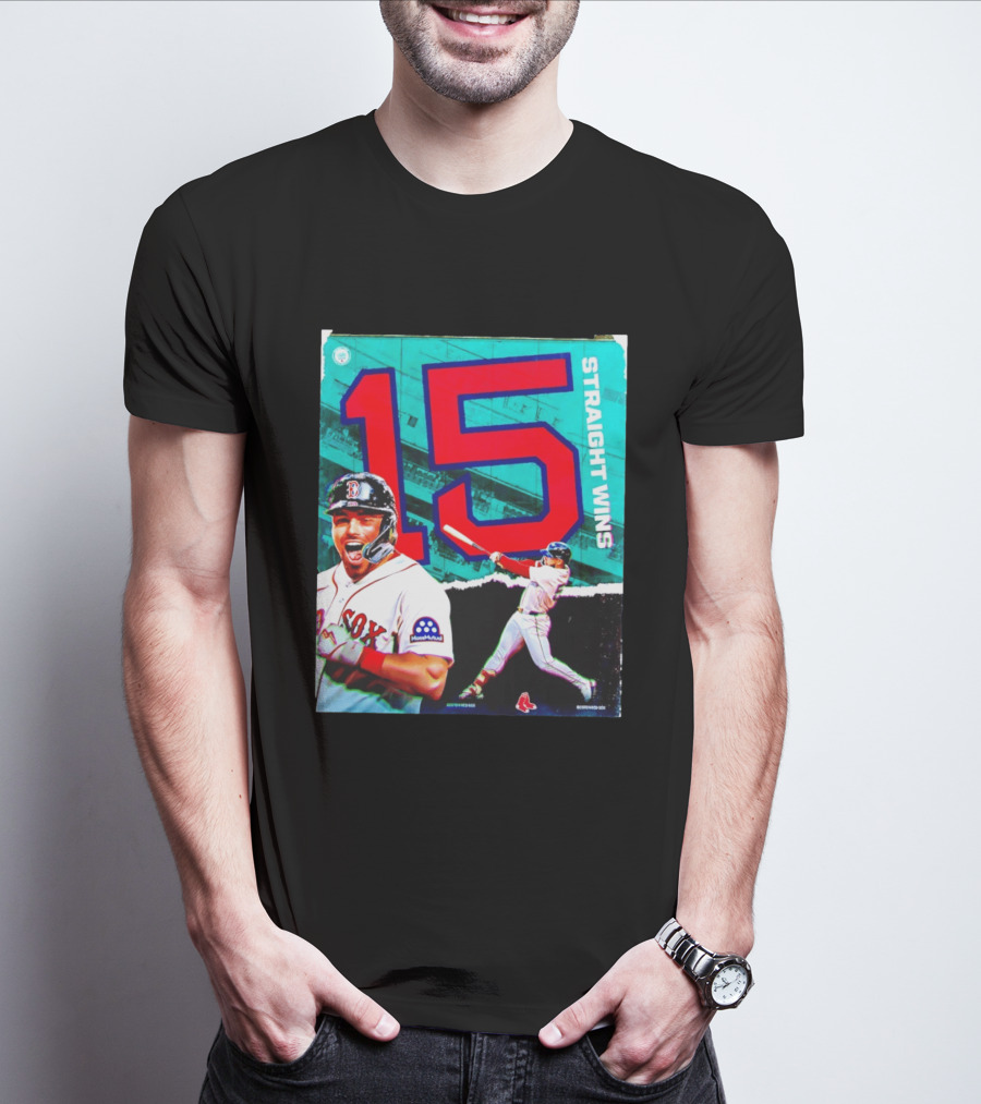 Boston Red Sox 15 Straight Wins Moose Mutual Collaboration T-Shirt