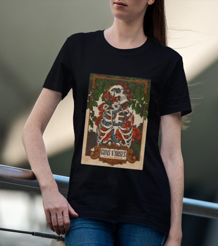 Guns N' Roses Skeleton Roses Raleigh NC 7 23 2026 T-Shirt