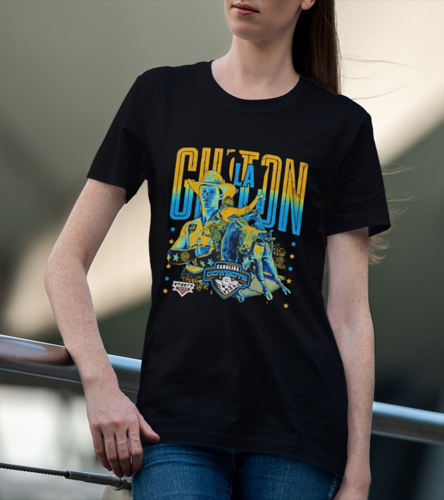 Carolina Cowboys Clay Guiton PBR Ranch Riding Champion T-Shirt