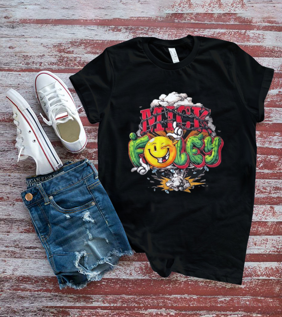 Mick Foley Smiley Explosion Barbed Wire T-Shirt
