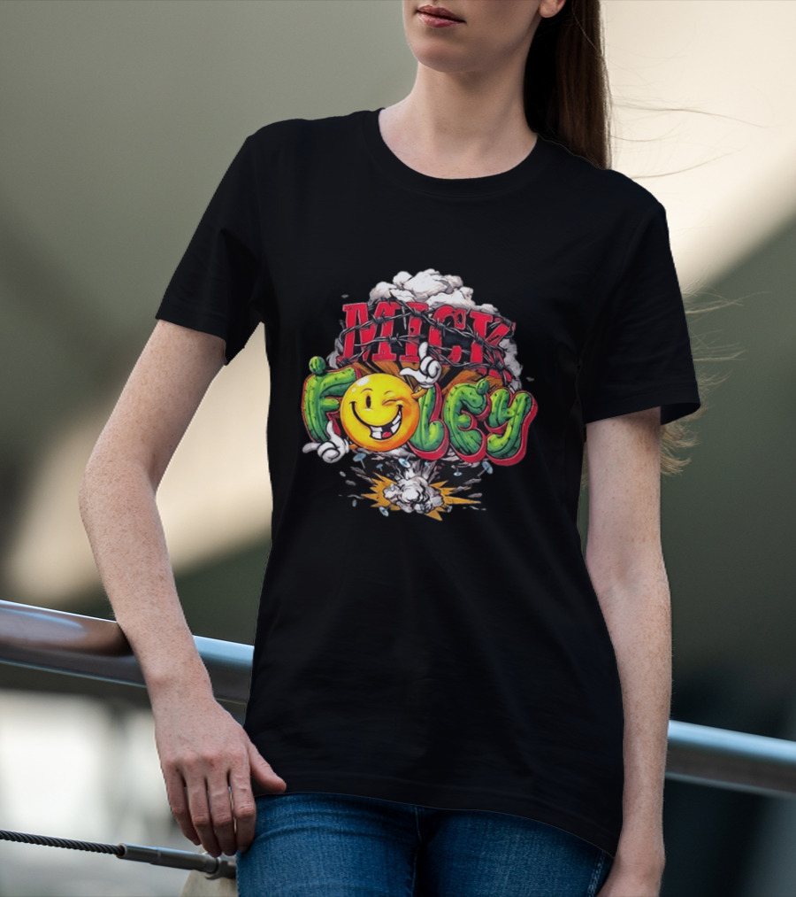 Mick Foley Smiley Explosion Barbed Wire T-Shirt