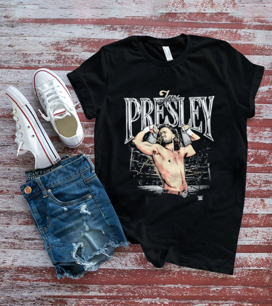 Jax Presley Flexing Muscles WWE Presley Backdrop T-Shirt