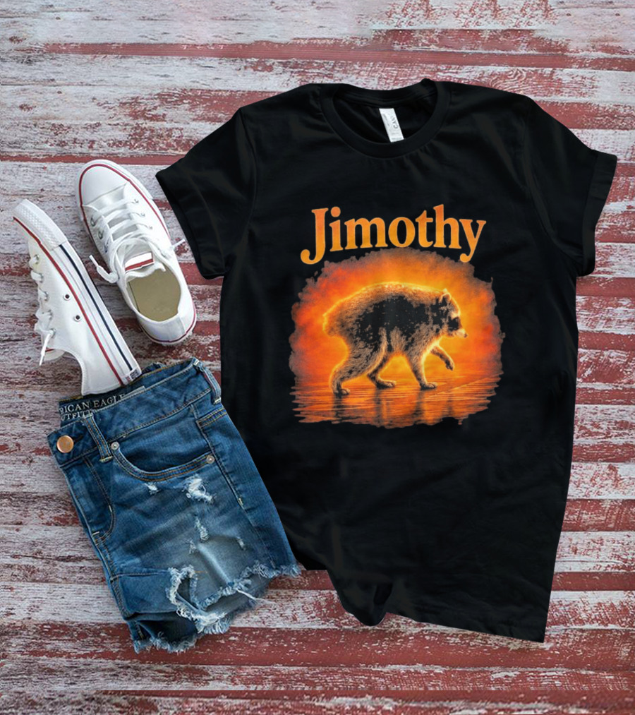 Jimothy Raccoon Silhouette Glowing Sunset Nature Scene T-Shirt