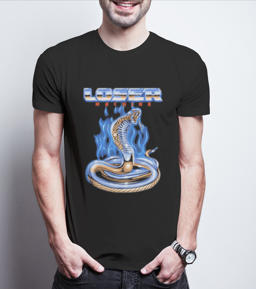 Loser Machine Cobra Flaming Blue Serpent Roaring Snake T-Shirt