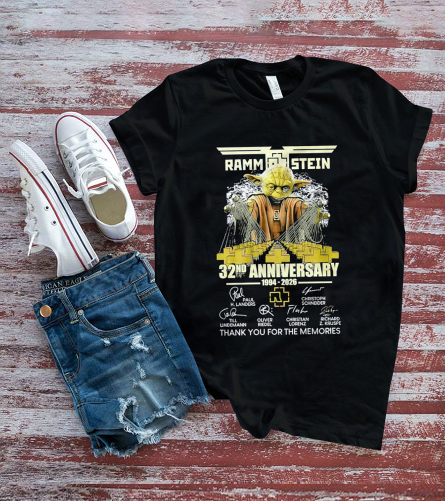 Rammstein 32Nd Anniversary 1994 2026 Thank You For The Memories Yoda Edition T-Shirt
