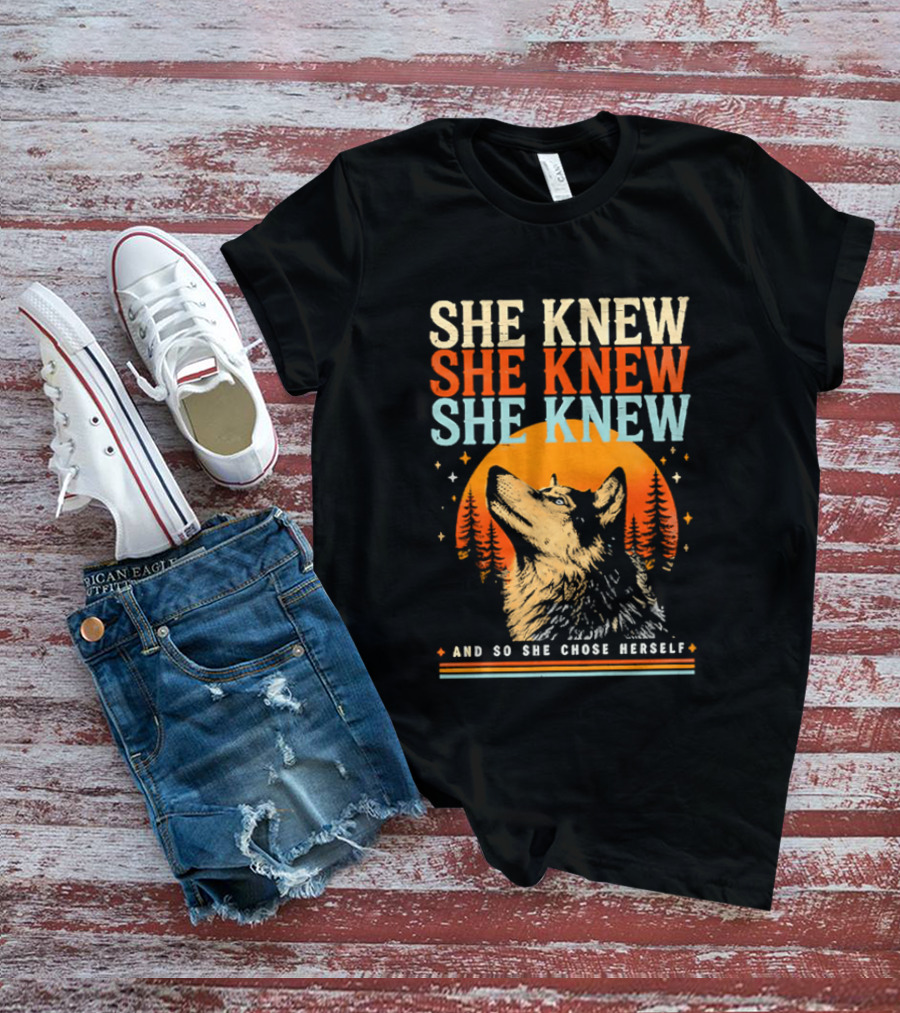 She Knew She Knew She Knew And So She Chose Herself Wolf Moon Forest T-Shirt