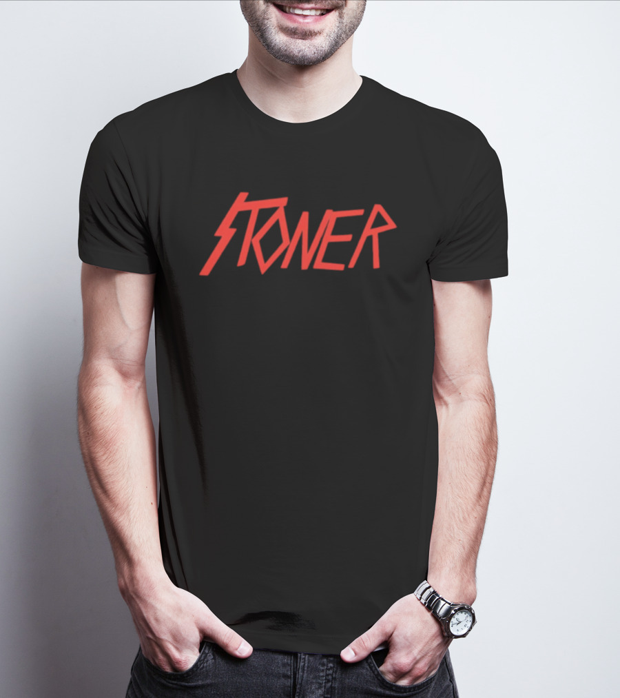 Stoner Heavy Metal Red Lightning Bolt T-Shirt