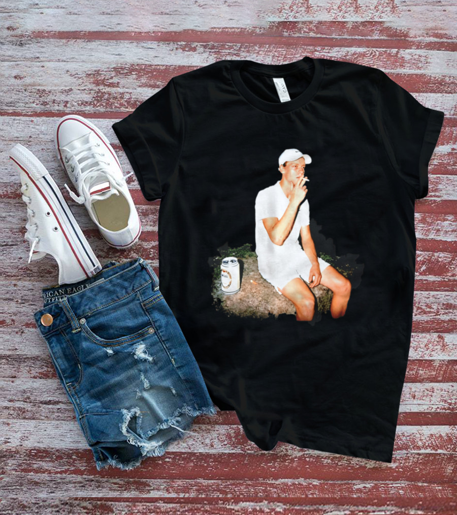 Wimbledon 2026 Men's Singles Italy Jannik Sinner Smoking With Beer T-Shirt