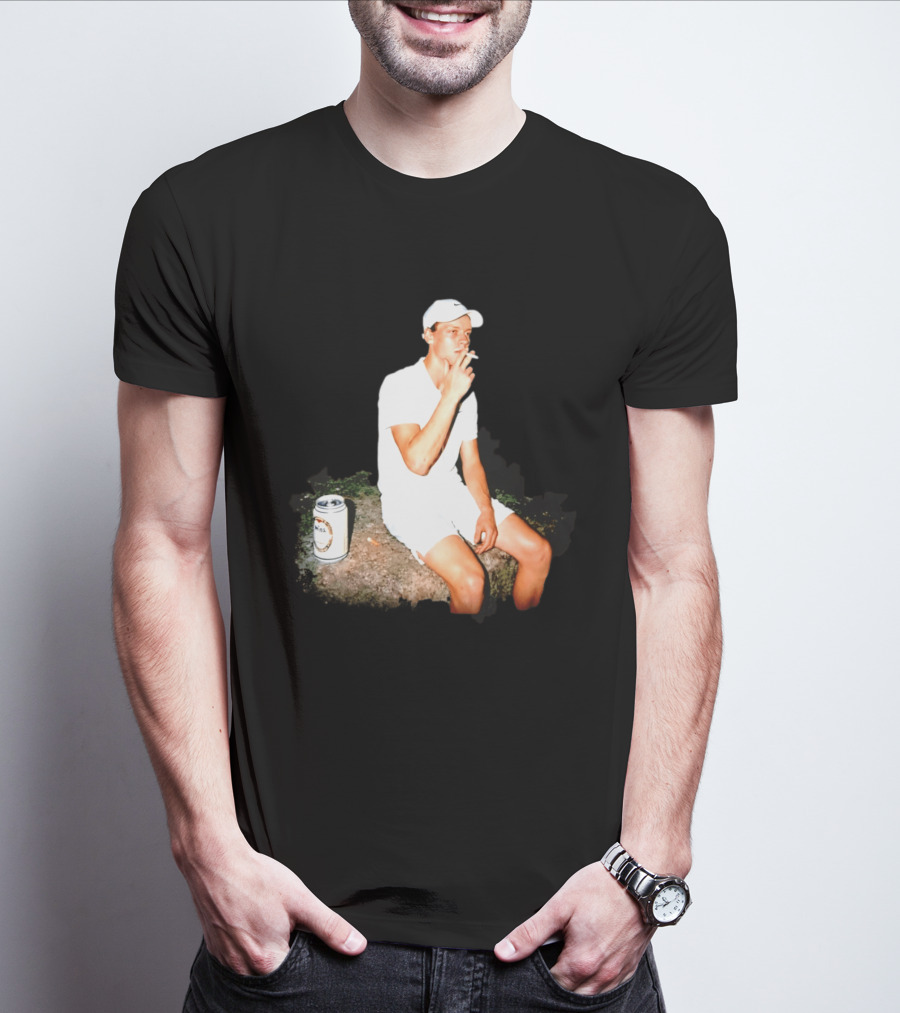 Wimbledon 2026 Men's Singles Italy Jannik Sinner Smoking With Beer T-Shirt