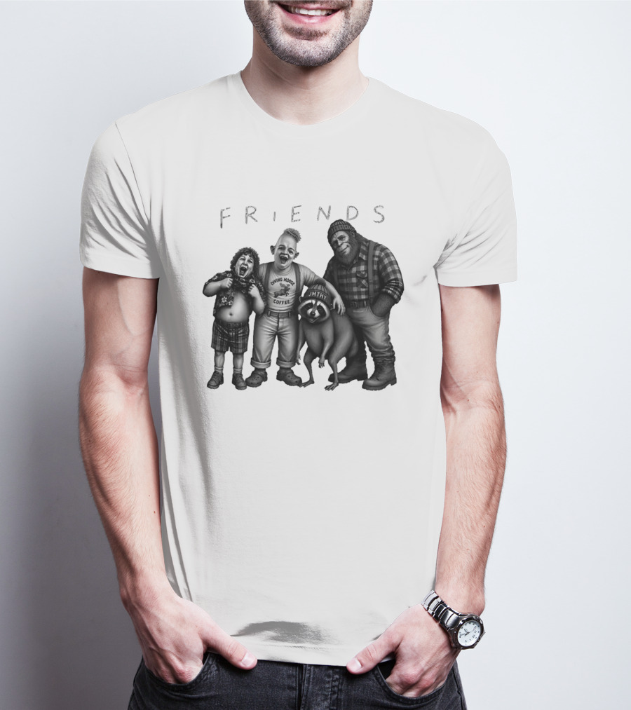 Friends Owning Moose Coffee Jmthy Big Foot Raccoon T-Shirt
