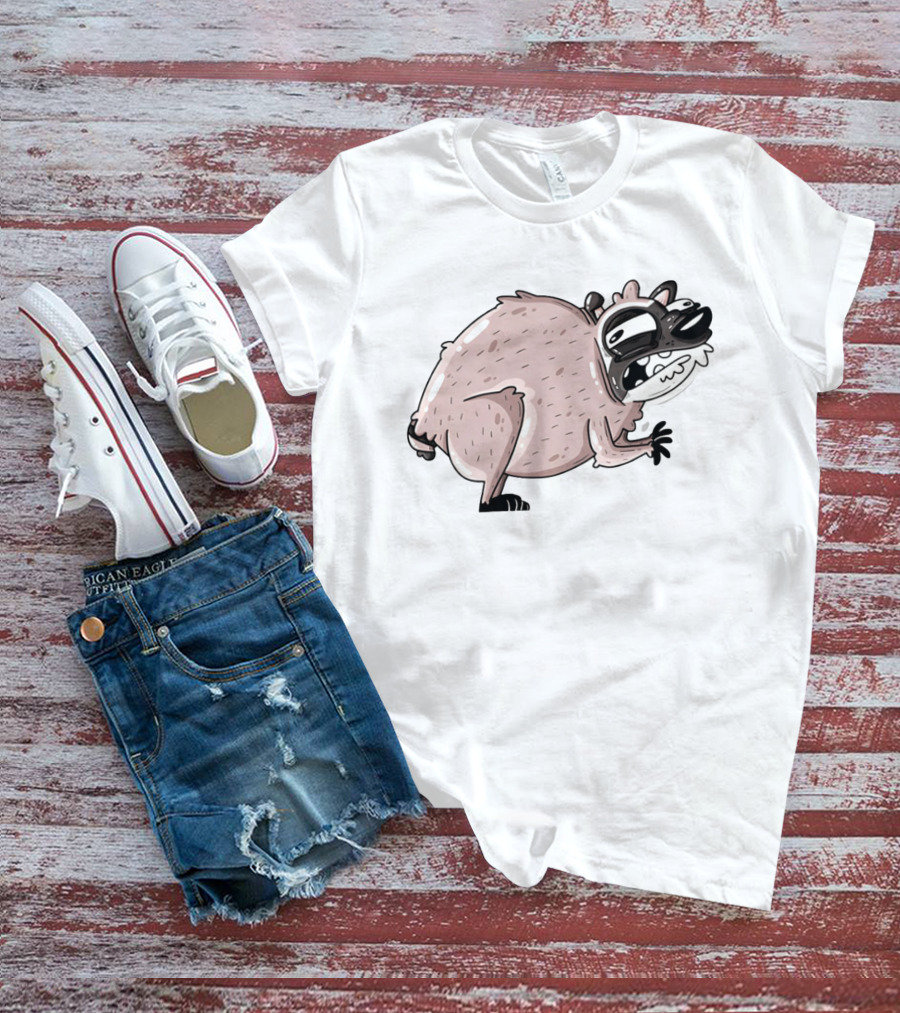 Jimothy Cartoon Raccoon Sticker T-Shirt
