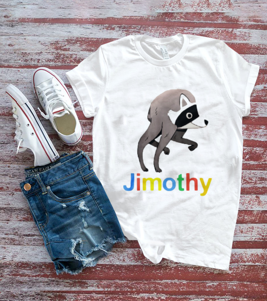 Jimothy The Raccoon Colorful Letters T-Shirt