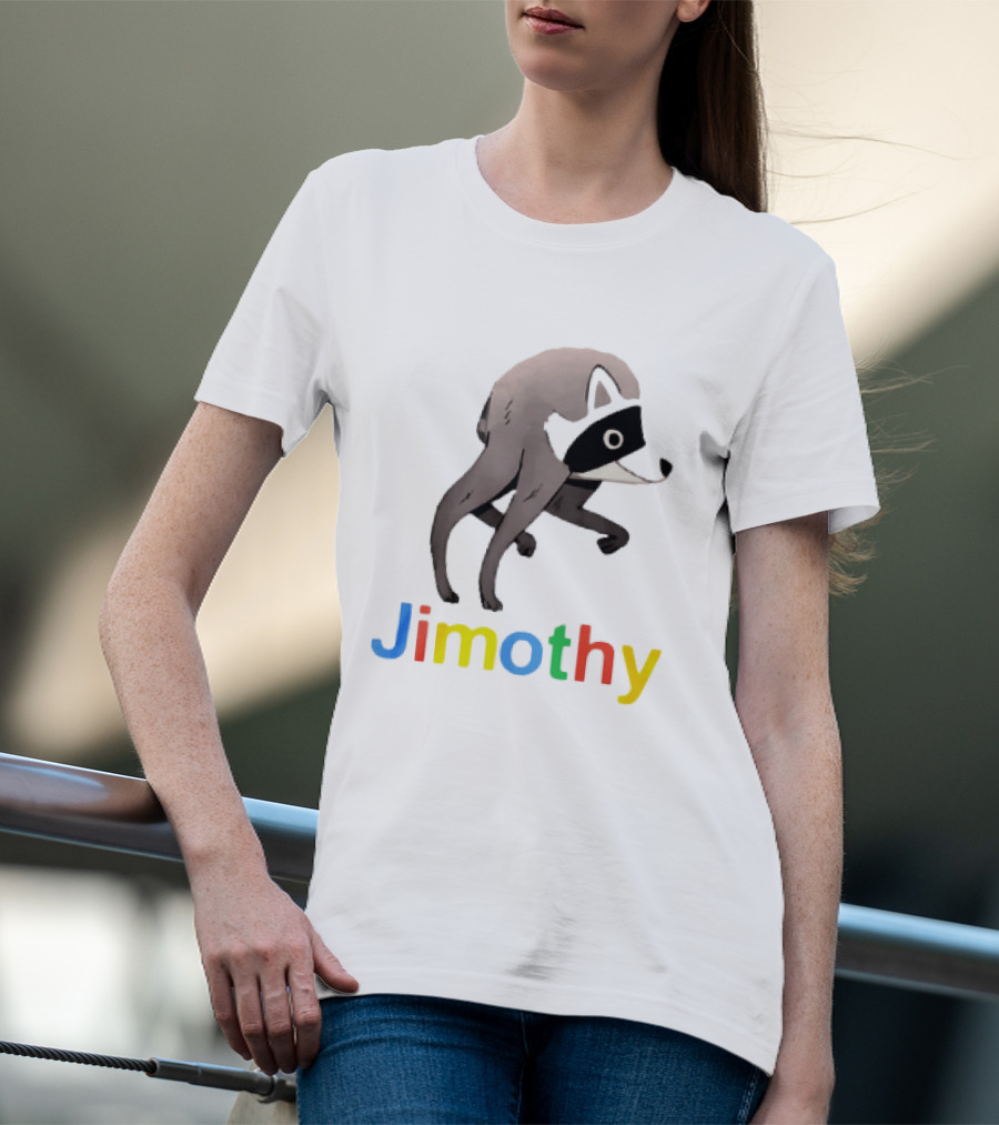 Jimothy The Raccoon Colorful Letters T-Shirt