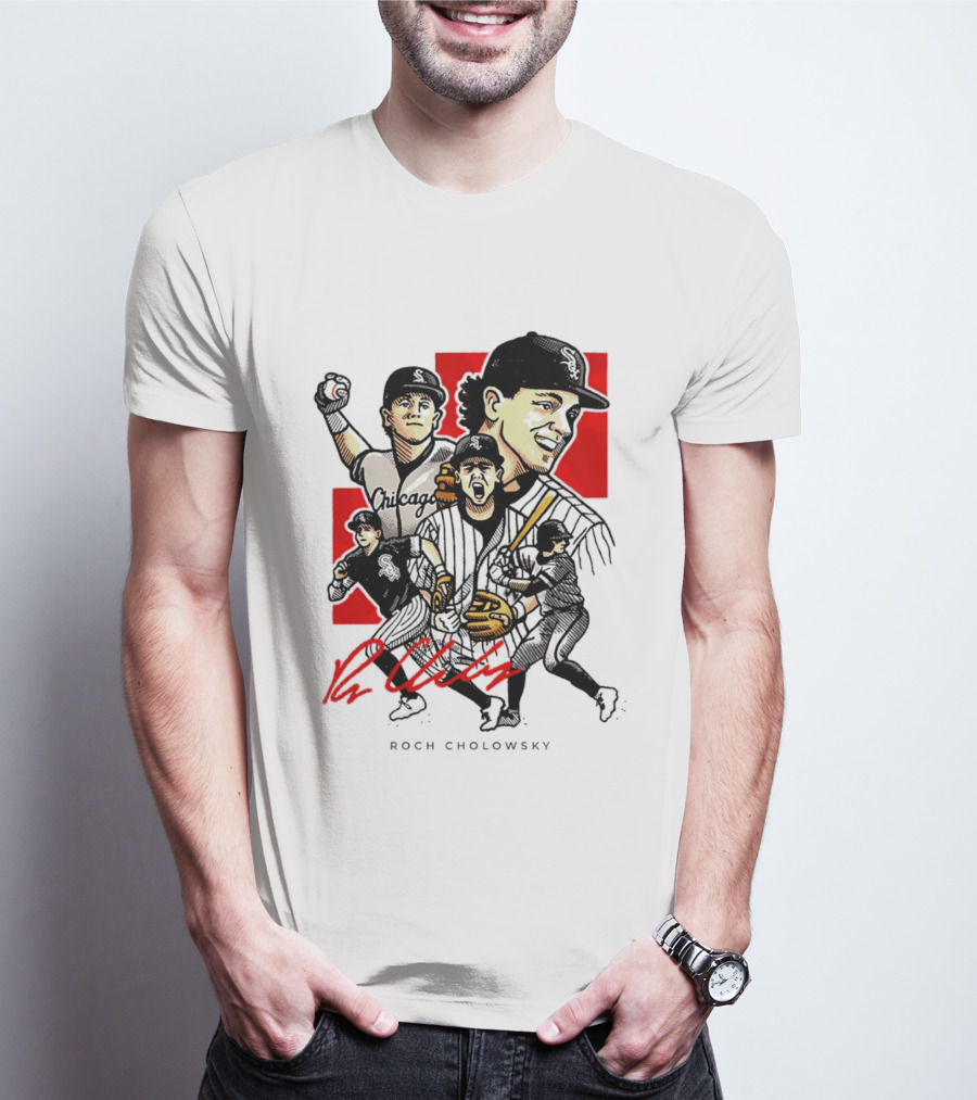 Roch Cholowsky Chicago White Sox Player Artwork Collage T-Shirt