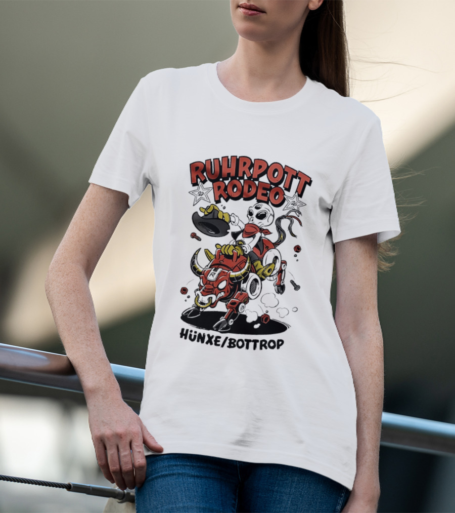 Ruhrpott Rodeo Hünxe Bottrop Alien Riding Mechanical Bull Festival T-Shirt