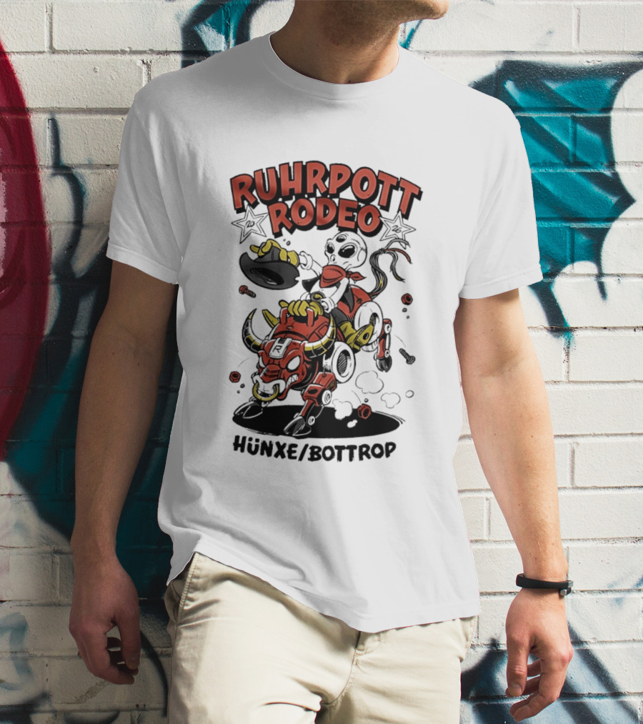 Ruhrpott Rodeo Hünxe Bottrop Alien Riding Mechanical Bull Festival T-Shirt