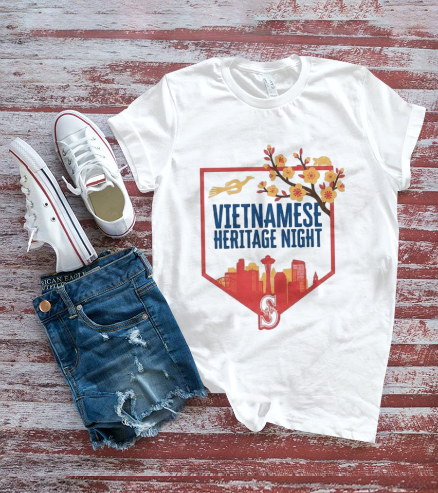 Seattle Mariners Vietnamese Heritage Night Blossom Skyline Celebration T-Shirt