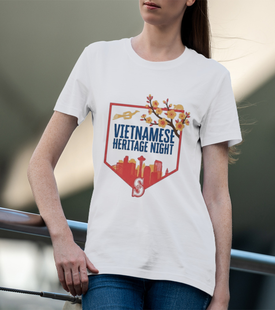Seattle Mariners Vietnamese Heritage Night Blossom Skyline Celebration T-Shirt