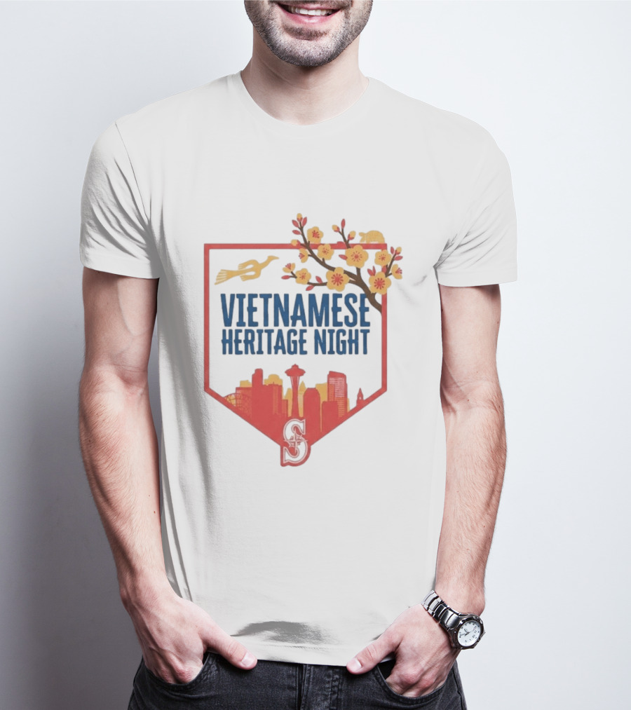 Seattle Mariners Vietnamese Heritage Night Blossom Skyline Celebration T-Shirt