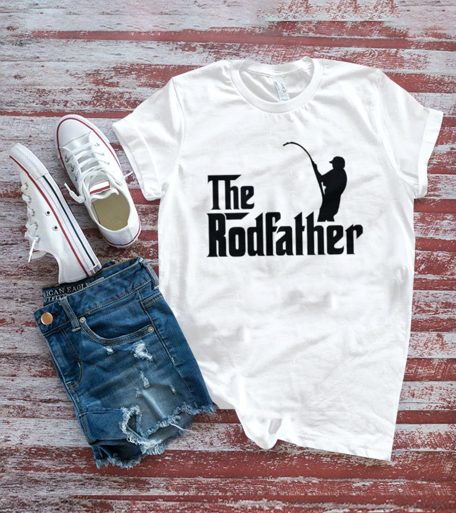 The Rodfather Fishing Parody Text And Image T-Shirt