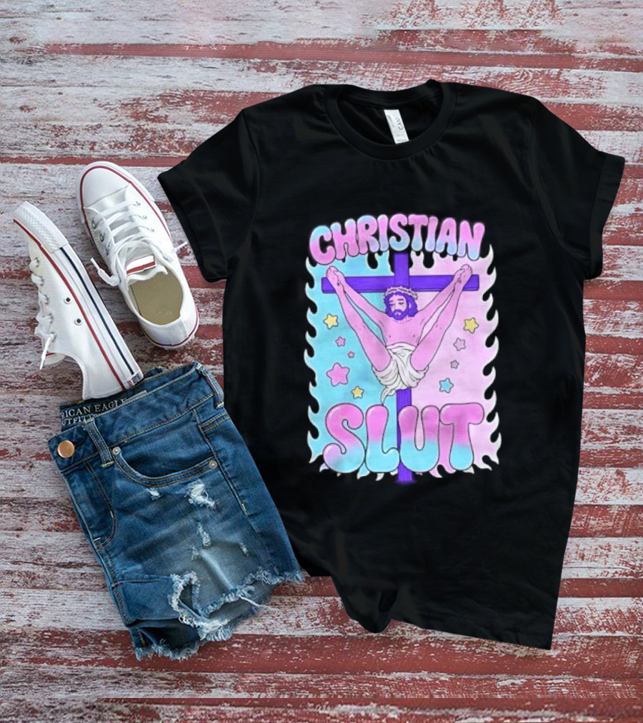 Christian Slut Teen Hearts Jesus Splits Meme T-Shirt