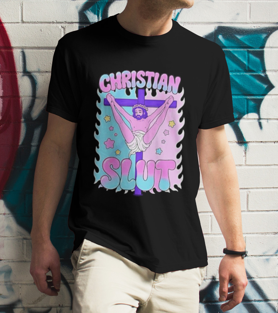 Christian Slut Teen Hearts Jesus Splits Meme T-Shirt