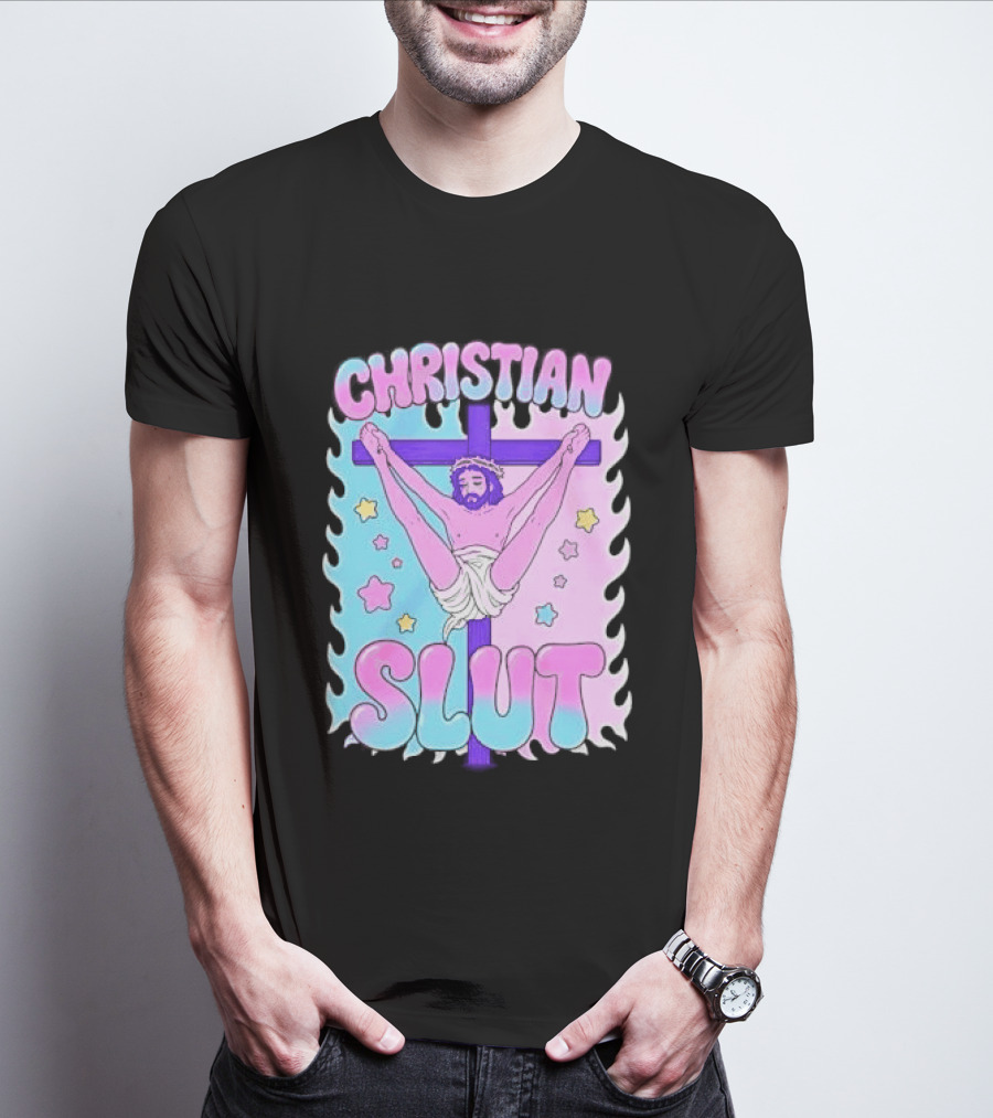 Christian Slut Teen Hearts Jesus Splits Meme T-Shirt