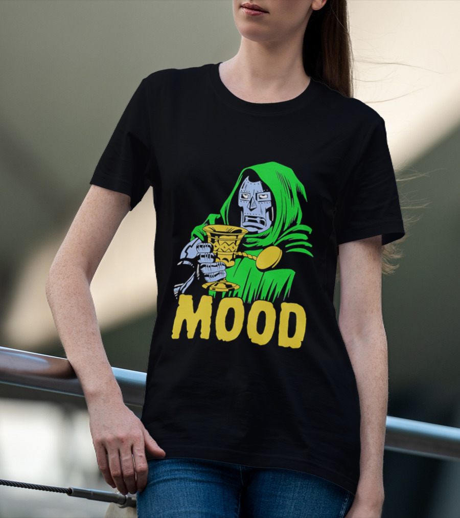 Doom Mood Green Cloaked Character Holding Goblet T-Shirt