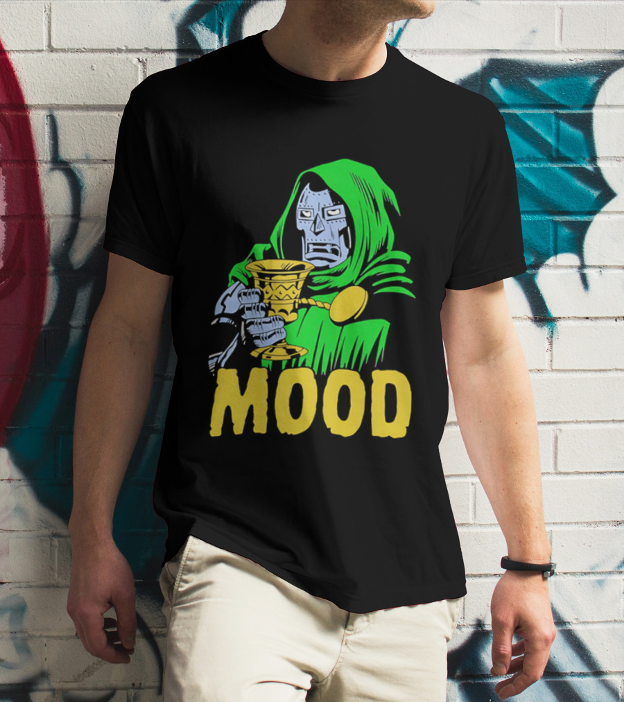Doom Mood Green Cloaked Character Holding Goblet T-Shirt