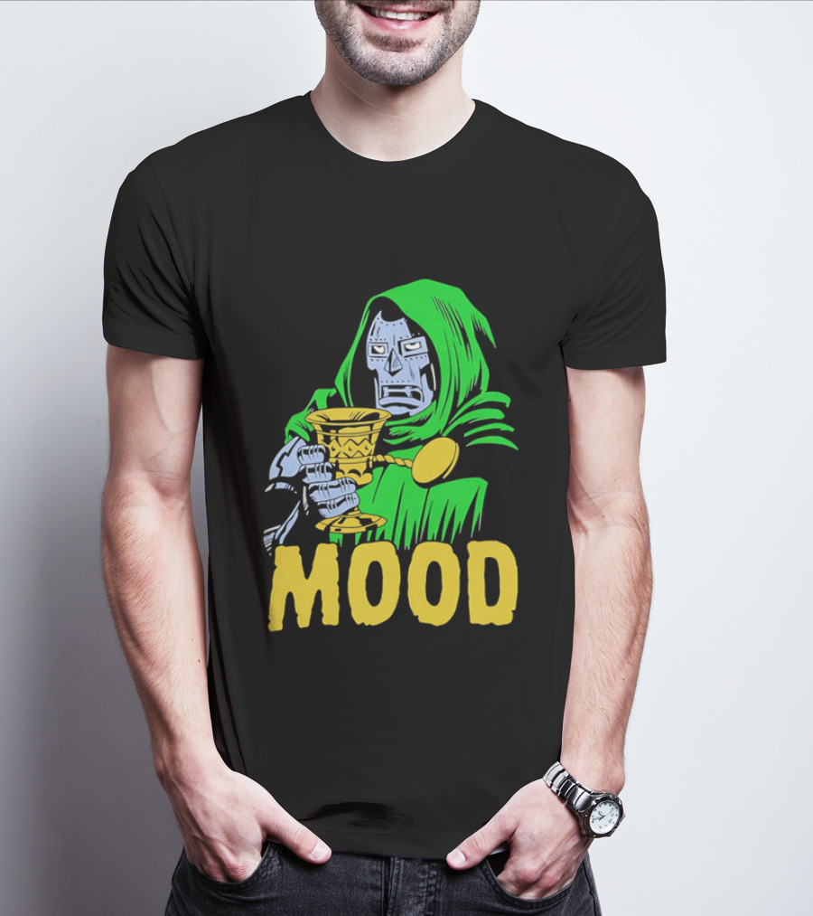 Doom Mood Green Cloaked Character Holding Goblet T-Shirt