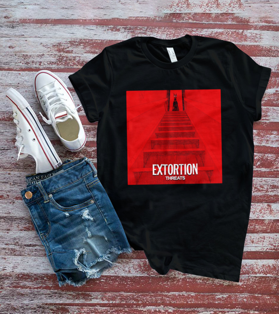 Extortion Threats Dark Stairs Red Scene T-Shirt