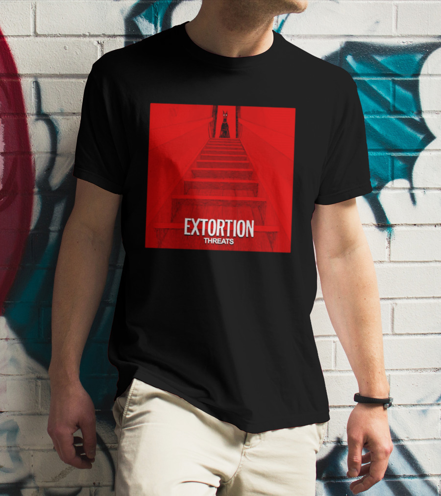 Extortion Threats Dark Stairs Red Scene T-Shirt
