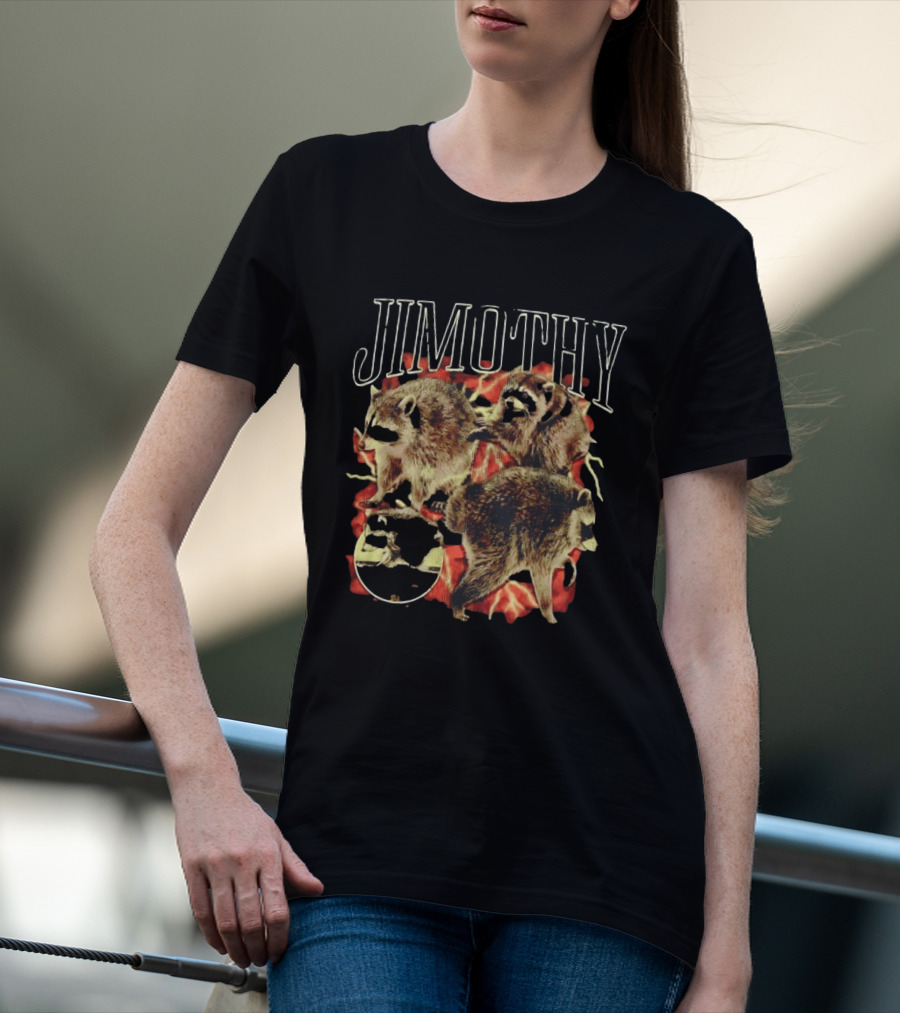 Jimothy Raccoon Trio Fire Motif Seattle Bootleg T-Shirt