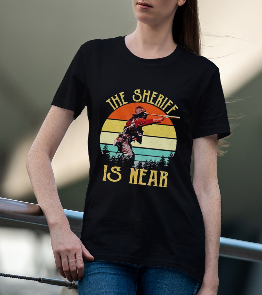 The Sheriff Is Near Western Cowboy Retro Sunset T-Shirt