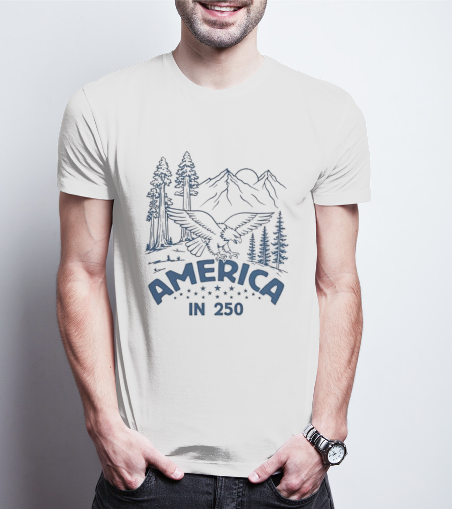 America In 250 Eagle Mountains Trees Nature T-Shirt