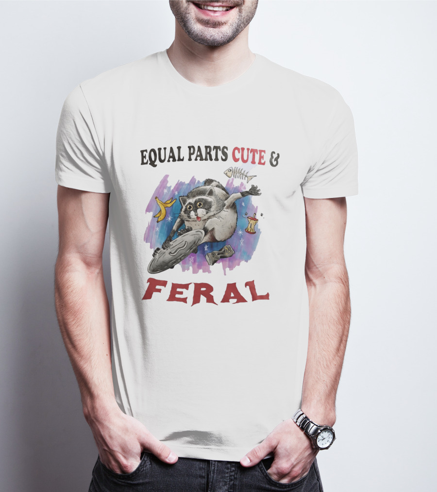 Equal Parts Cute & Feral Raccoon Chaos With Trash T-Shirt