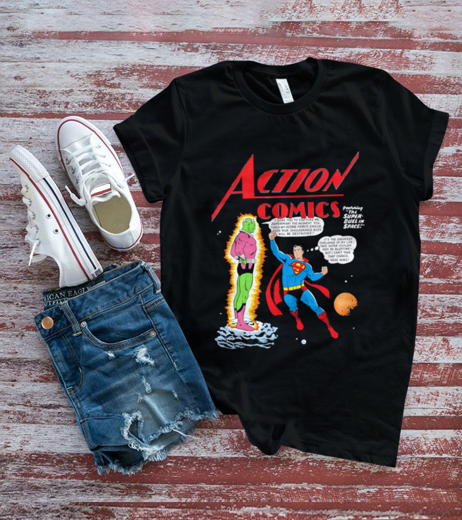 Action Comics Superman I Dare You To Capture Me Super Duel In Space T-Shirt