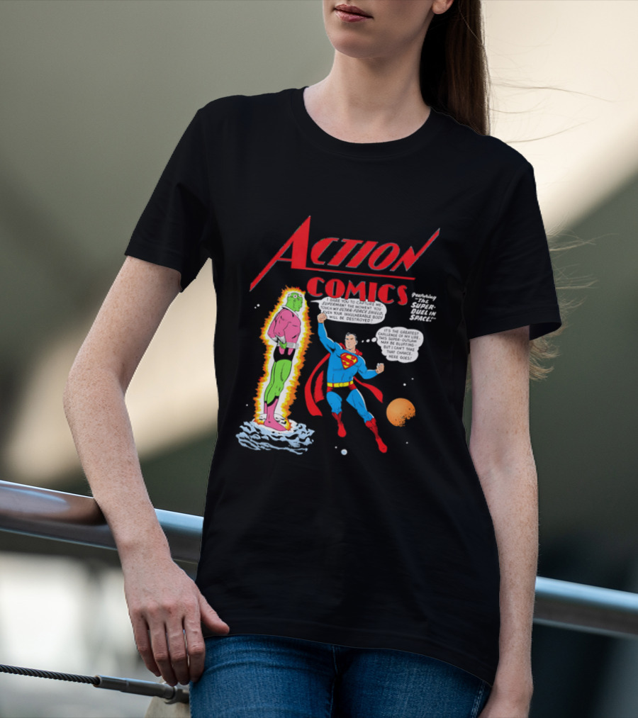 Action Comics Superman I Dare You To Capture Me Super Duel In Space T-Shirt