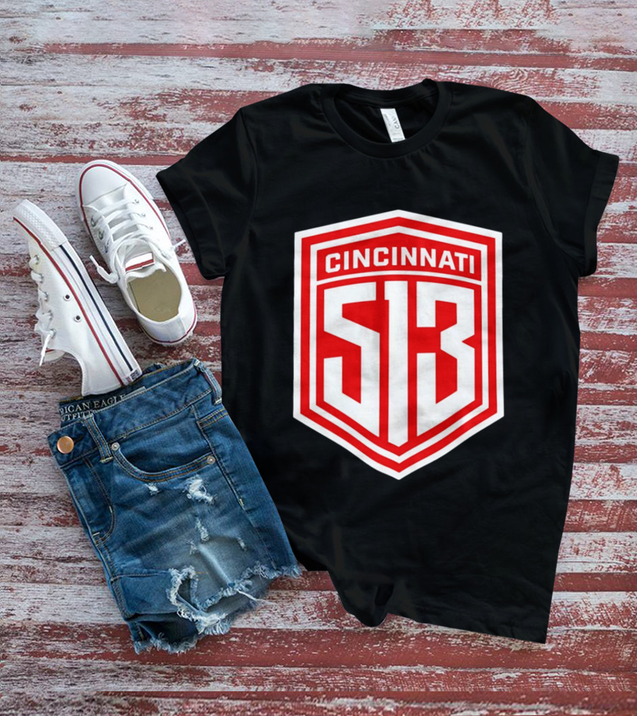 Cincinnati 513 Shield Emblem Area Code T-Shirt
