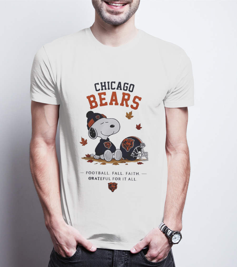 Chicago Bears Snoopy Grateful Football Fall Faith T-Shirt