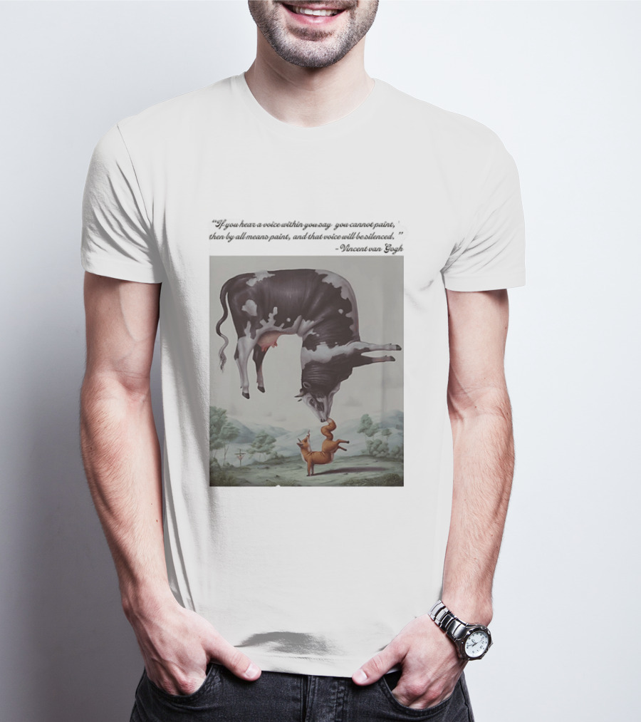 Vincent Van Gogh Quote With Inverted Cow And Fox Scene T-Shirt