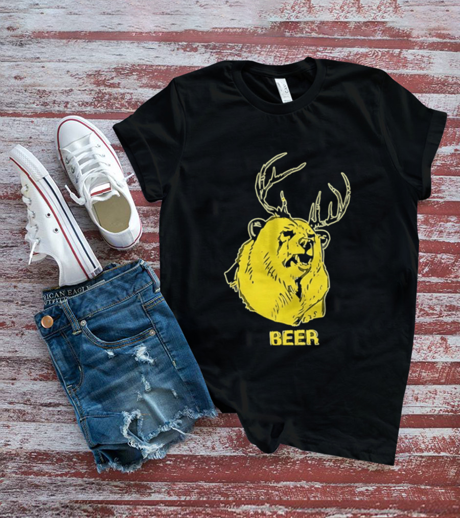 Beer Antlered Bear T-Shirt