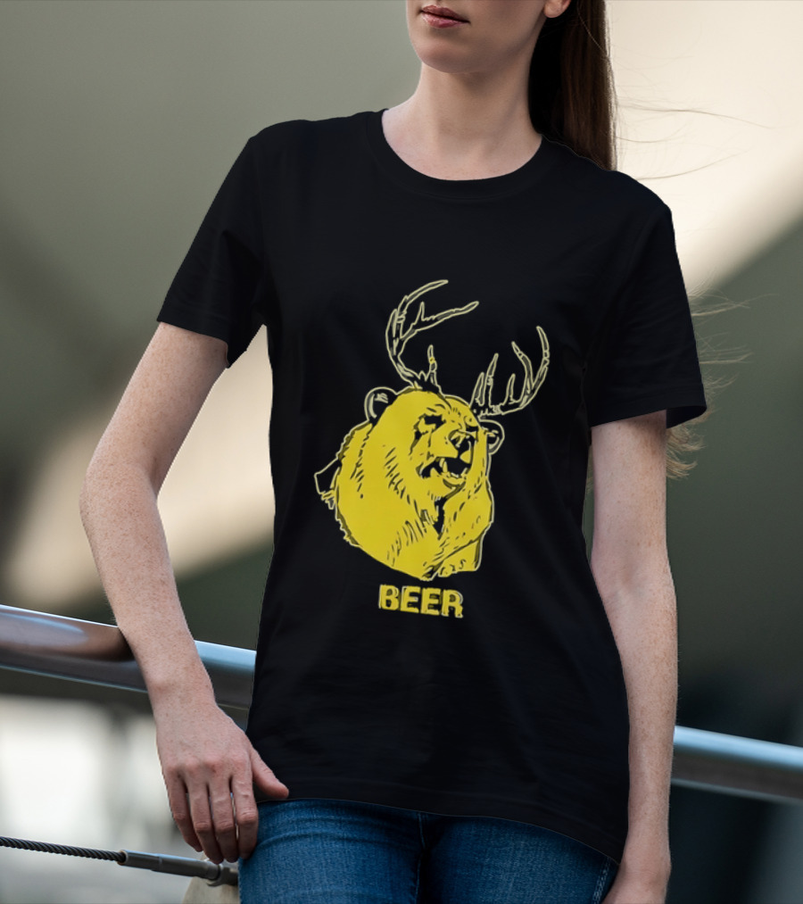 Beer Antlered Bear T-Shirt