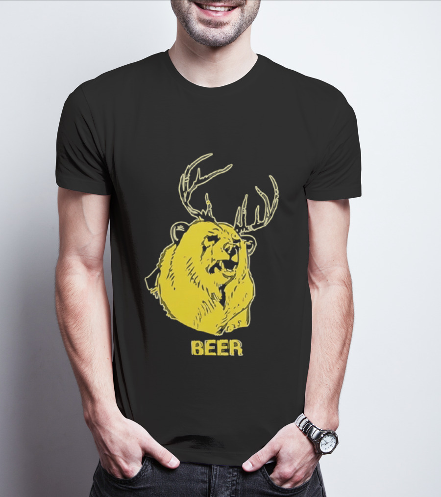 Beer Antlered Bear T-Shirt