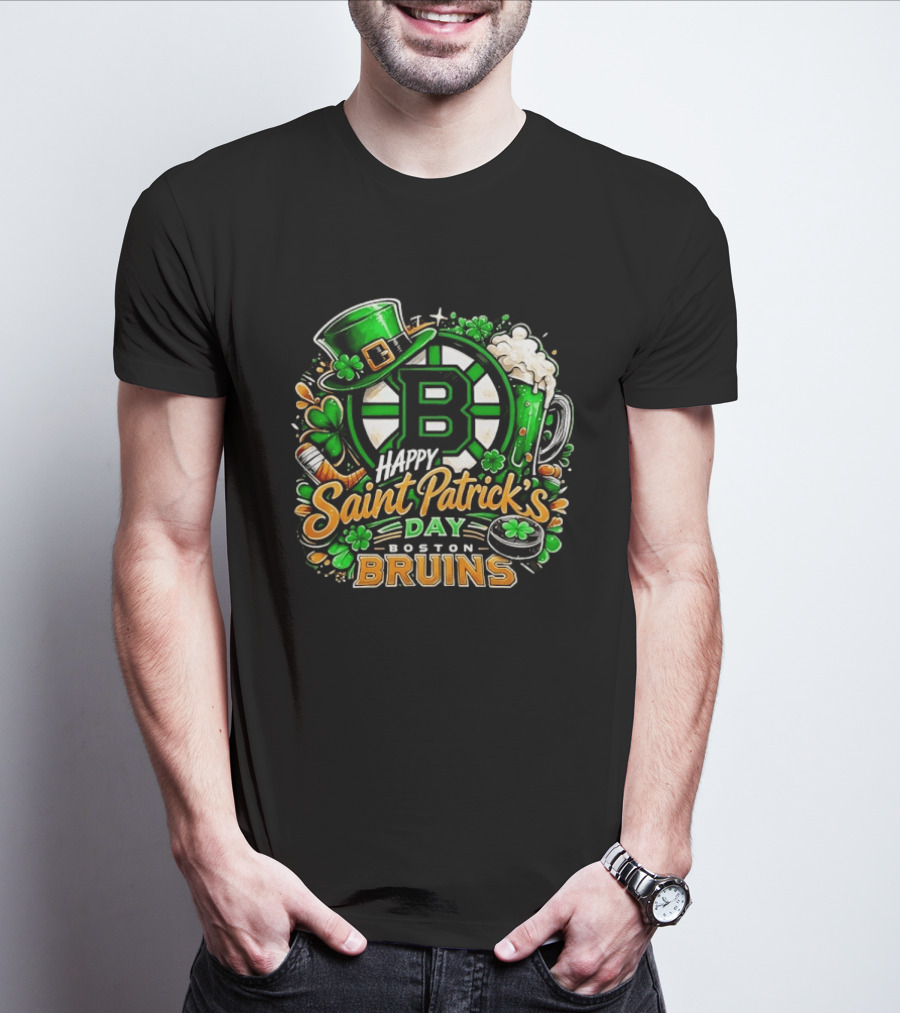 Boston Bruins St. Patrick's Day 2026 Celebration Hockey Team Florals T-Shirt
