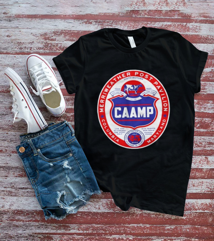 Merriweather Post Pavilion Caamp 2026 Columbia Maryland Concert With Mon Rovio And Hannah Cohen T-Shirt