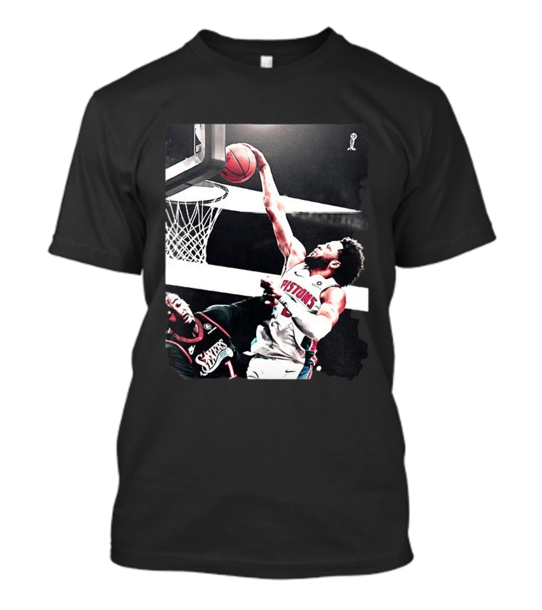 Pistons Cade Cunningham Slam Dunk Vs 76ers Andrei Drummond NBA Action T-Shirt